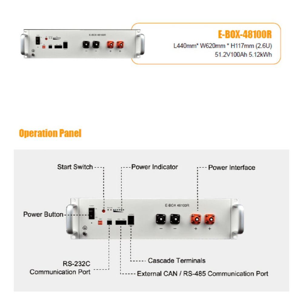 Акумуляторна батарея Pytes E-Box-4850R-B LiFePO4 (2.4 kWh / 48 V / 50 Ah) 4850R фото