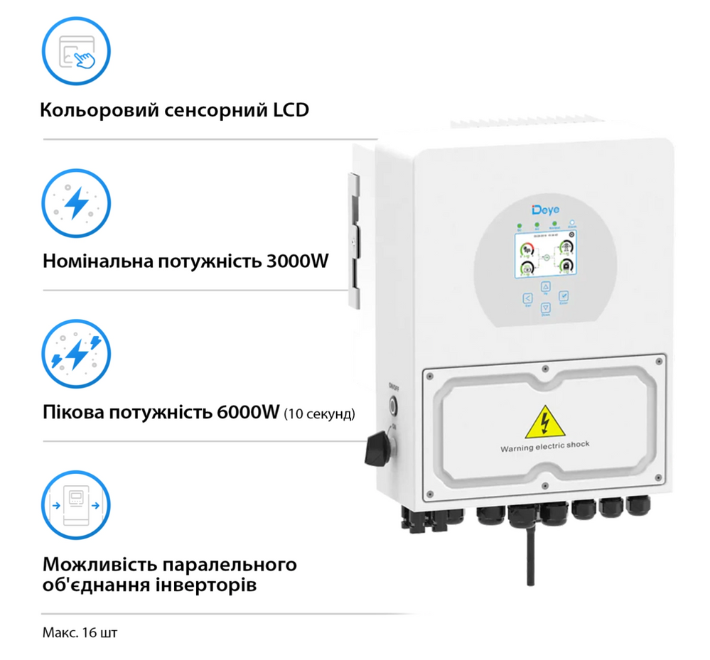 Гибридный инвертор DEYE SUN-3K-SG04LP1-EU SUN-3K-SG04LP1-EU фото