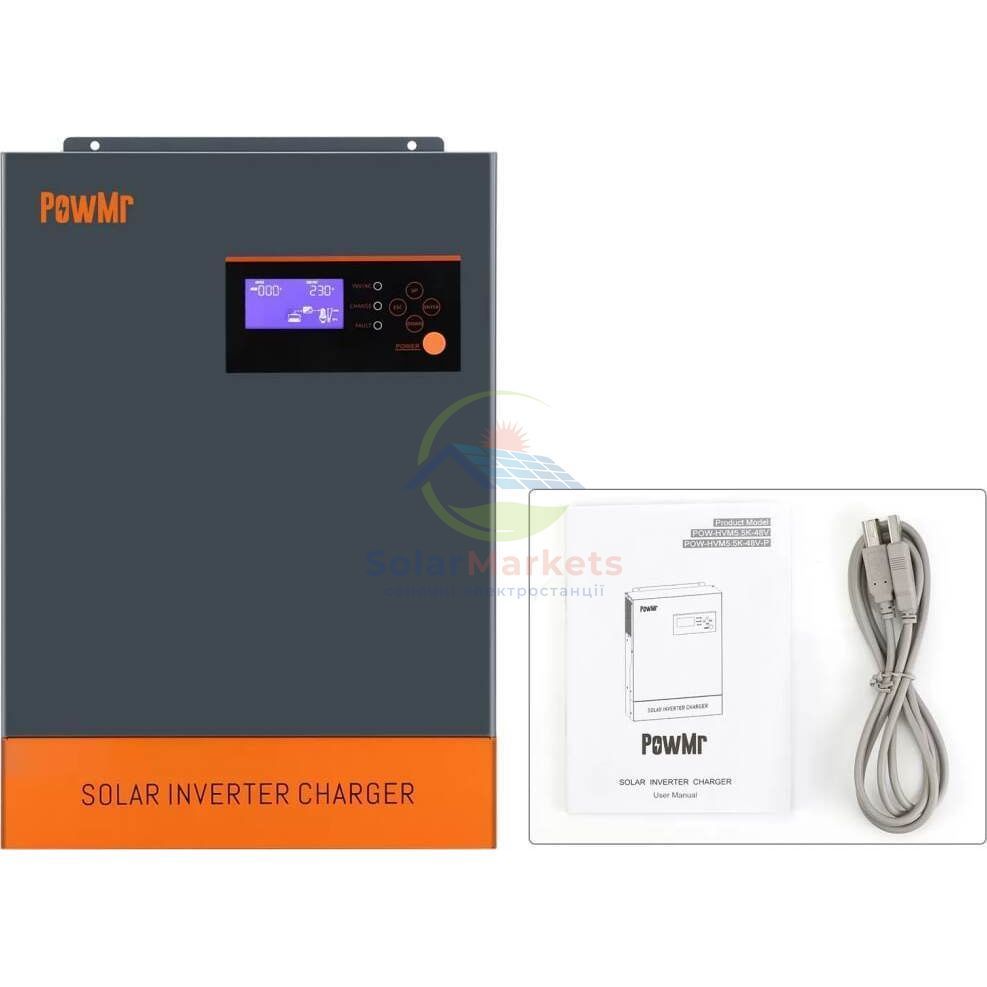 Інвертор Powmr POW-HVM5.5K-48V-P + акумулятор Powmr Powerwall (безперебійник, UPS, ДБЖ для будинку/квартири/офісу), 5500Вт, 4800 Вт&middot;год POW-HVM5.5K-POW-LIO48100 фото