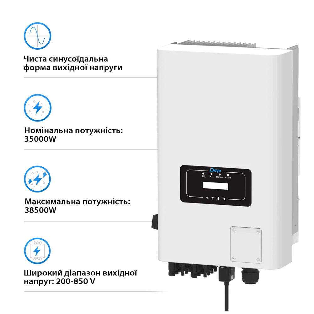 Мережевий трьохфазний інвертор Deye SUN-35K-G04 (35 kW, 3 фази, 2 MPPT) SUN-35K-G04 фото