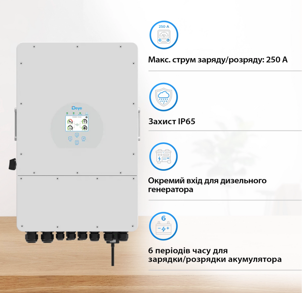 Гібридний інвертор DEYE SUN-12K-SG02LP1-EU-AM3 SUN-12K-SG02LP1-EU-AM3 фото