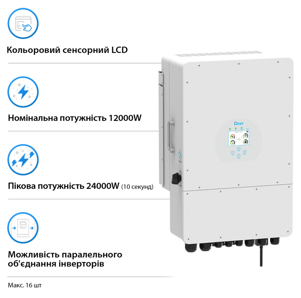 Гибридный инвертор DEYE SUN-12K-SG02LP1-EU-AM3 SUN-12K-SG02LP1-EU-AM3 фото