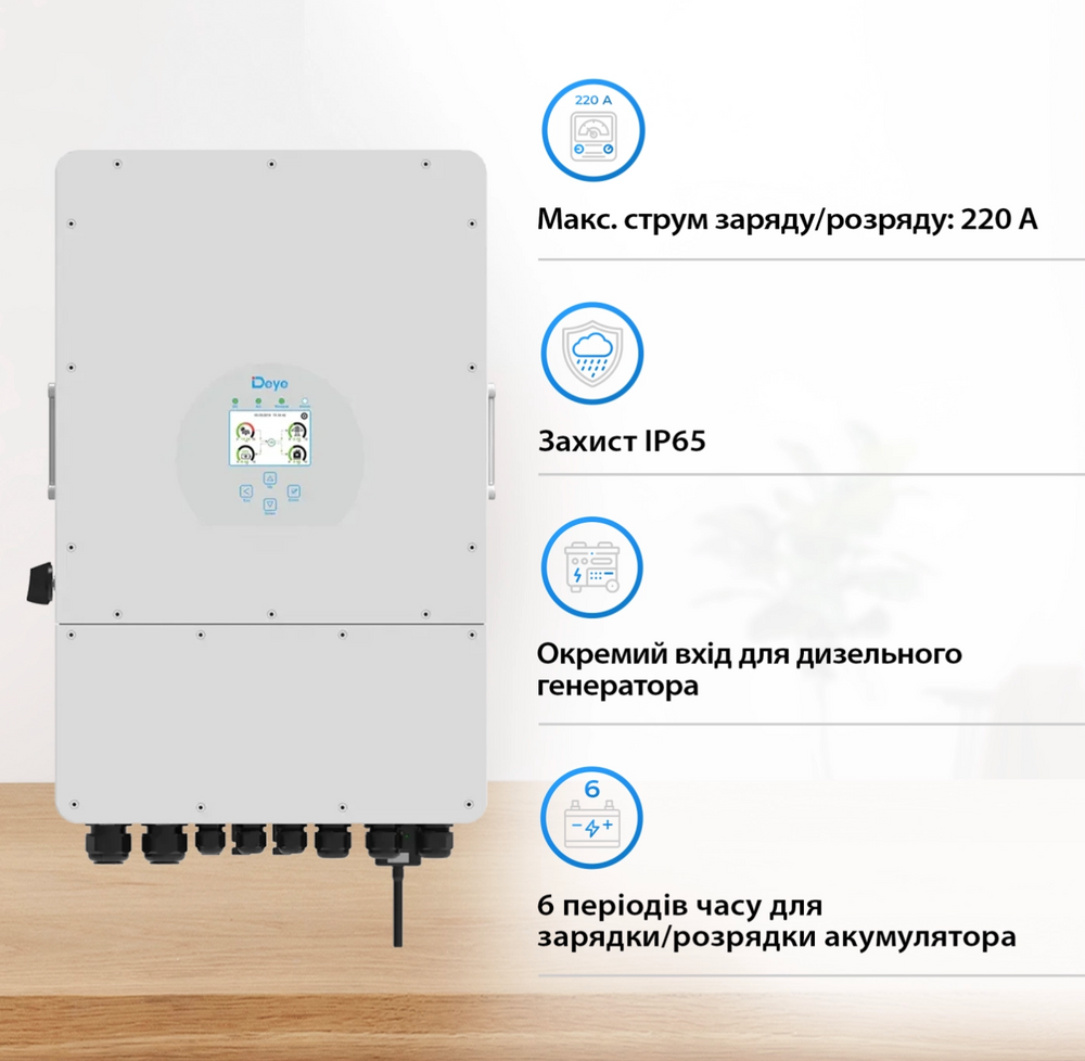 Гибридный инвертор DEYE SUN-10K-SG02LP1-EU-AM3 SUN-10K-SG02LP1-EU-AM3 фото