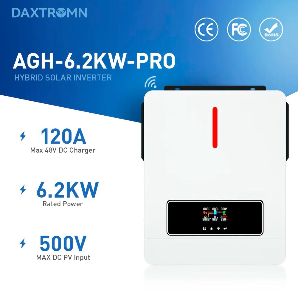 Гібридний інвертор Daxtromn AGH-6.2KW, 48 В, 120 А, 6200 Вт (безперебійник, UPS, ДБЖ) AGH-6.2KW фото