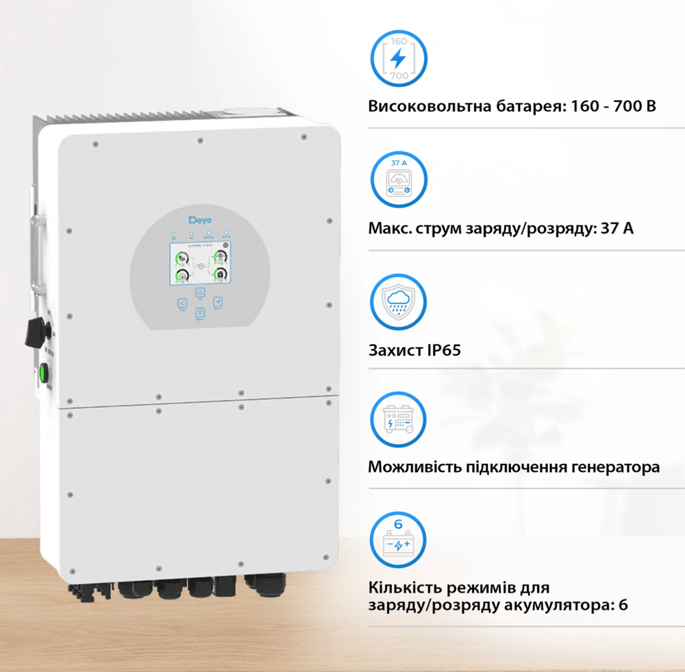 Гибридный инвертор DEYE SUN-12K-SG01HP3-EU-AM2 SUN-12K-SG01HP3-EU-AM2 фото